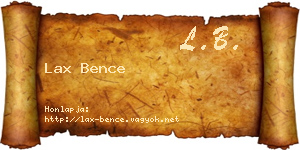 Lax Bence névjegykártya